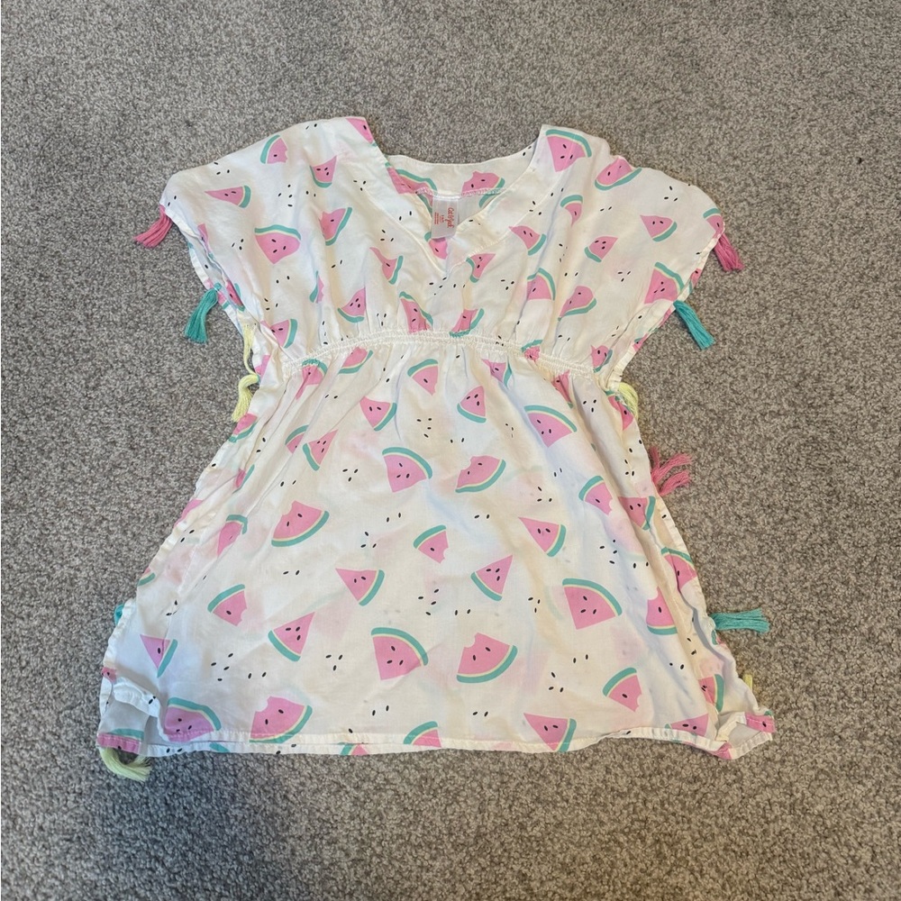 Watermelon Print Kids girl swim beach cover-up coverup. Small S 6/7. Cat & Jack